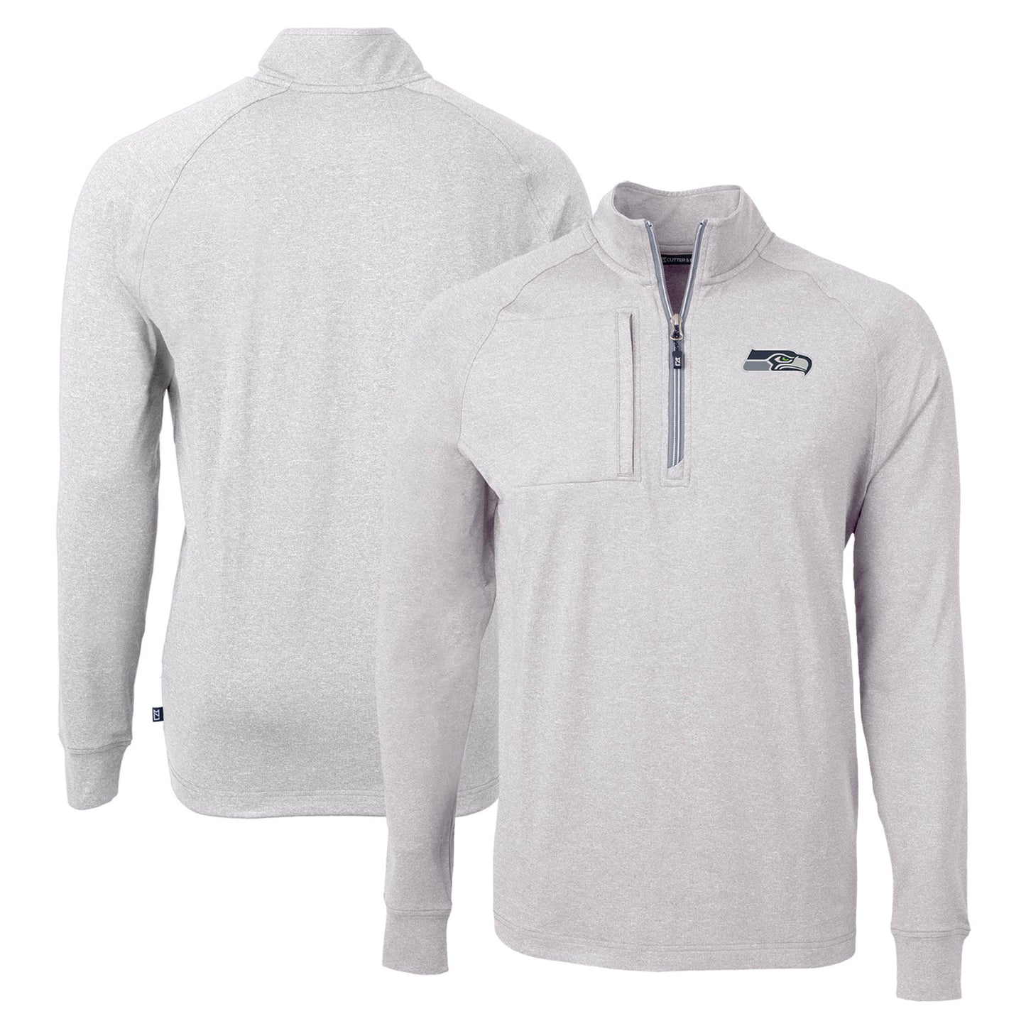 Men's Cutter & Buck Heather Gray Seattle Seahawks Adapt Eco Knit Quarter-Zip Pullover Top