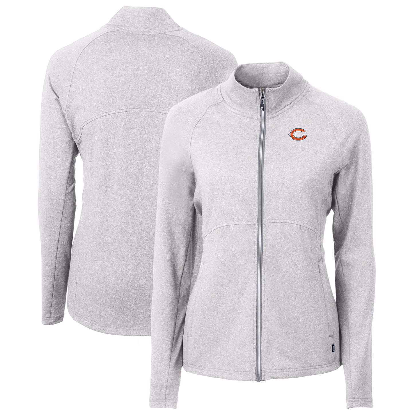 Women's Cutter & Buck Heather Gray Chicago Bears Adapt Eco Knit Recycled Full-Zip Jacket