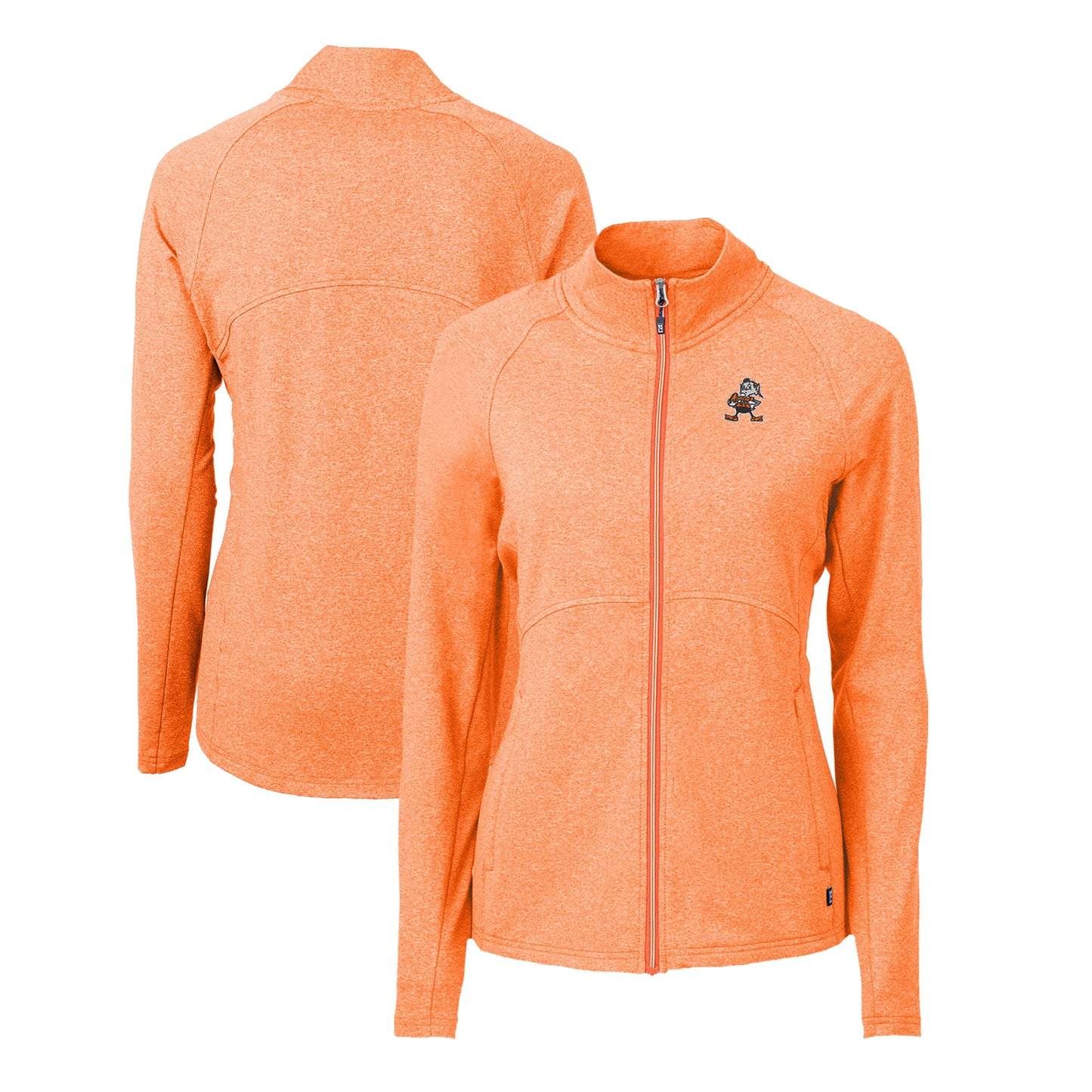 Women's Cutter & Buck Heather Orange Cleveland Browns Adapt Eco Knit Recycled Full-Zip Jacket