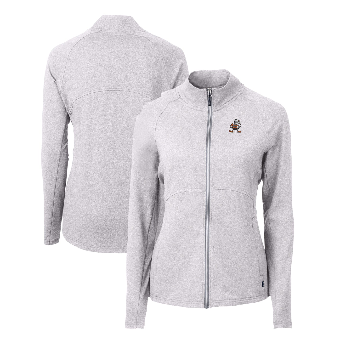 Women's Cutter & Buck Heather Gray Cleveland Browns Adapt Eco Knit Recycled Full-Zip Jacket
