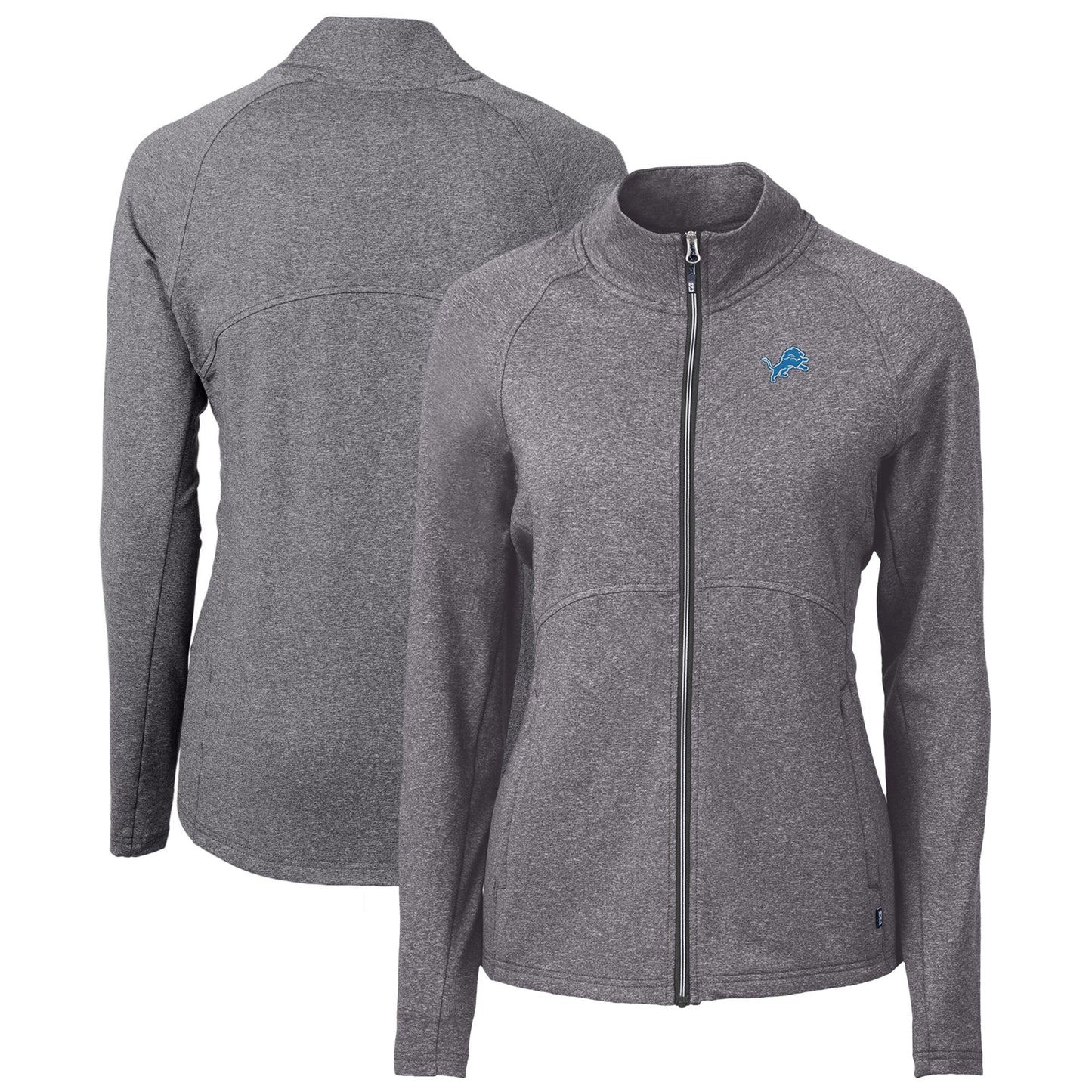 Women's Cutter & Buck Heather Black Detroit Lions Adapt Eco Knit Recycled Full-Zip Jacket
