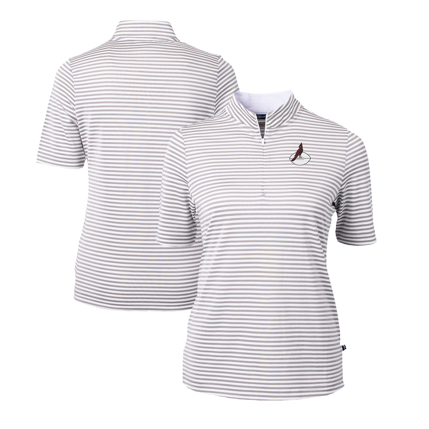 Women's Cutter & Buck Gray Arizona Cardinals DryTec Virtue Eco Pique Stripe Recycled Polo