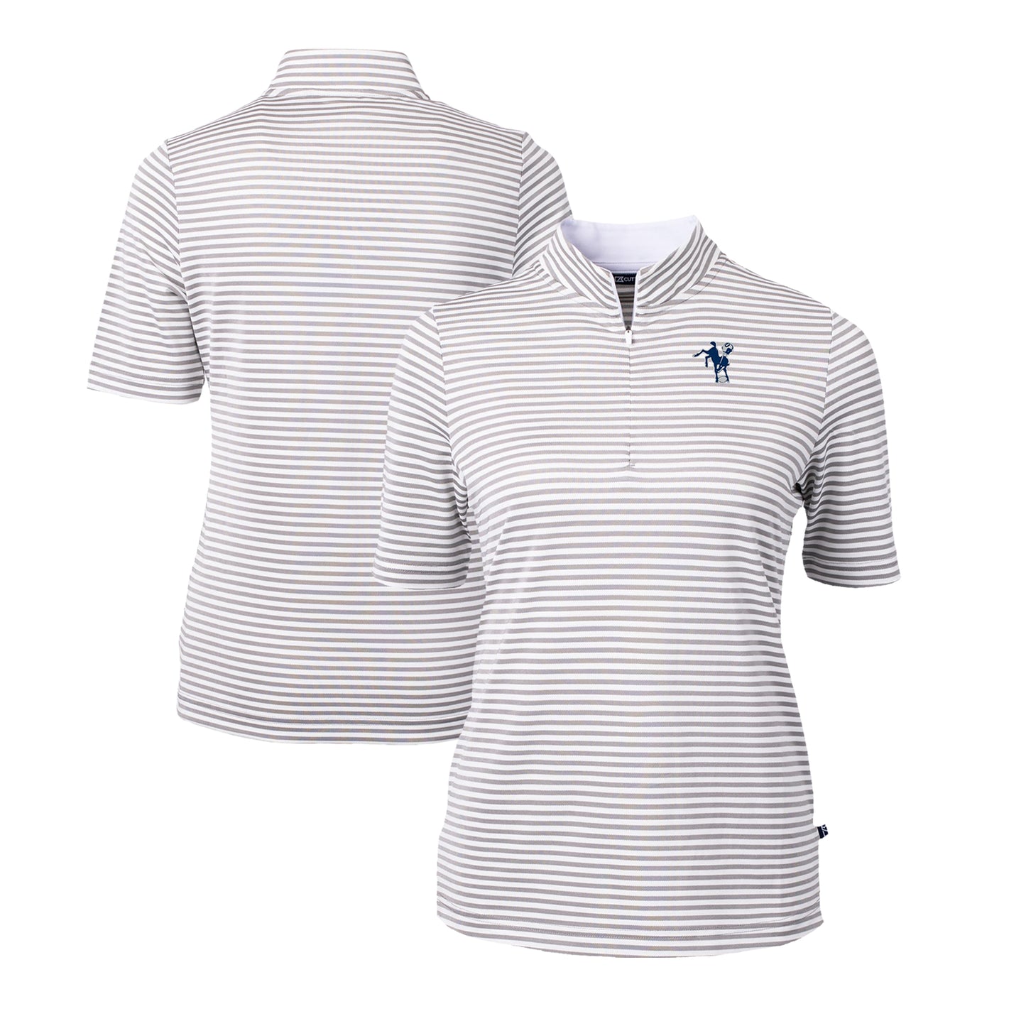 Women's Cutter & Buck Gray Indianapolis Colts DryTec Virtue Eco Pique Stripe Recycled Polo