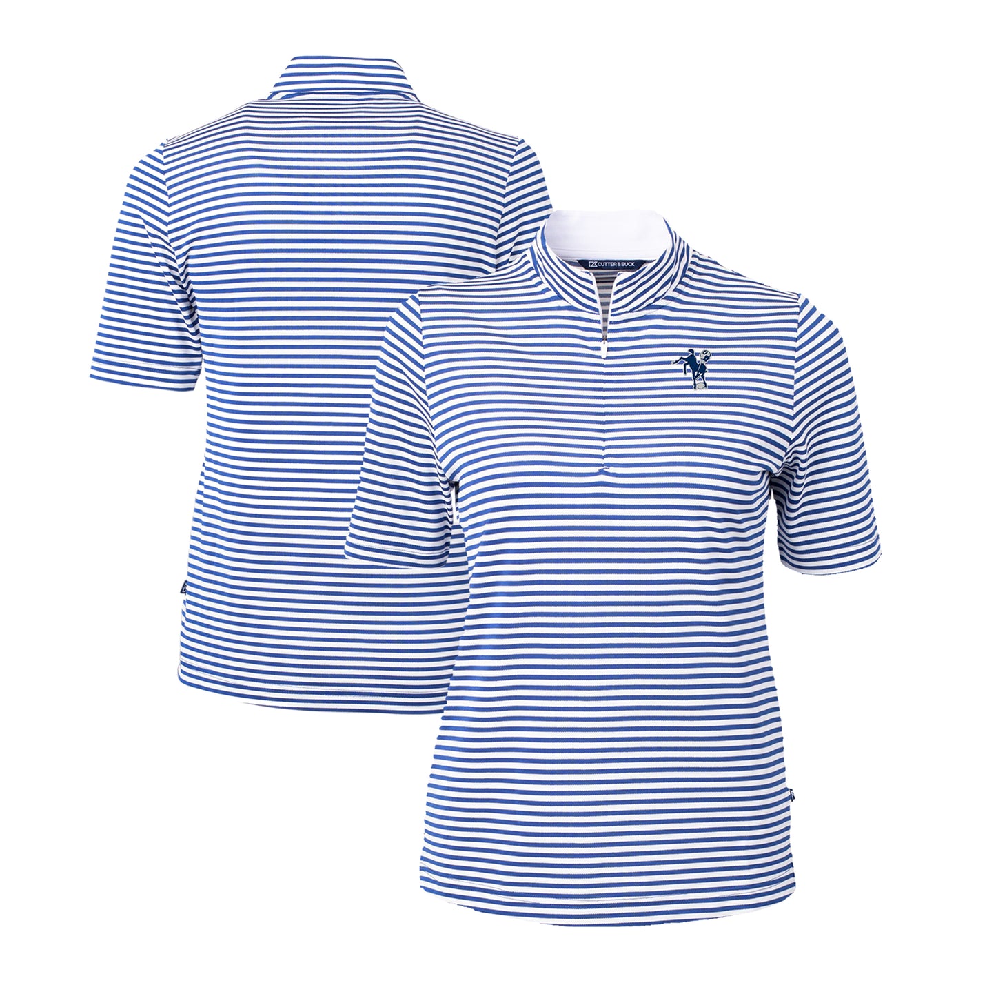 Women's Cutter & Buck Navy Indianapolis Colts DryTec Virtue Eco Pique Stripe Recycled Polo