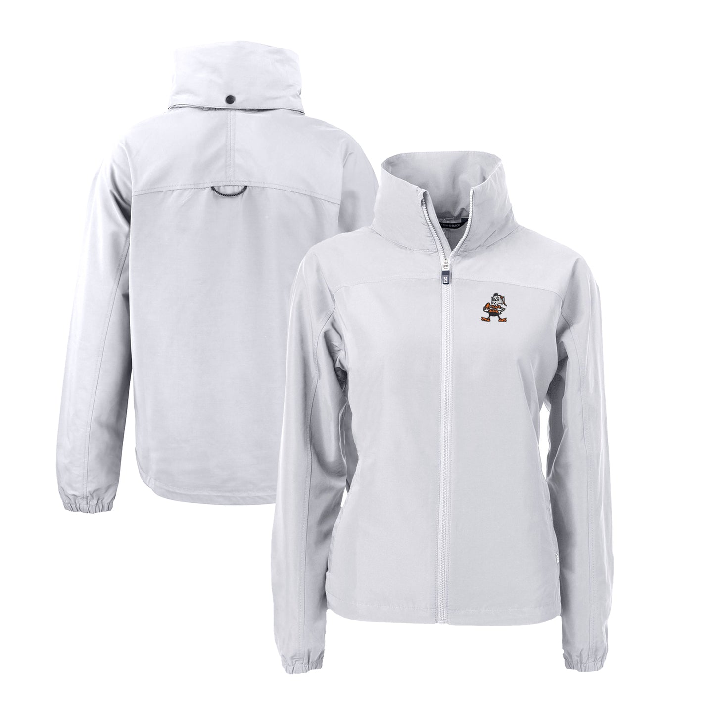 Women's Cutter & Buck Gray Cleveland Browns Charter Eco Recycled Full-Zip Jacket
