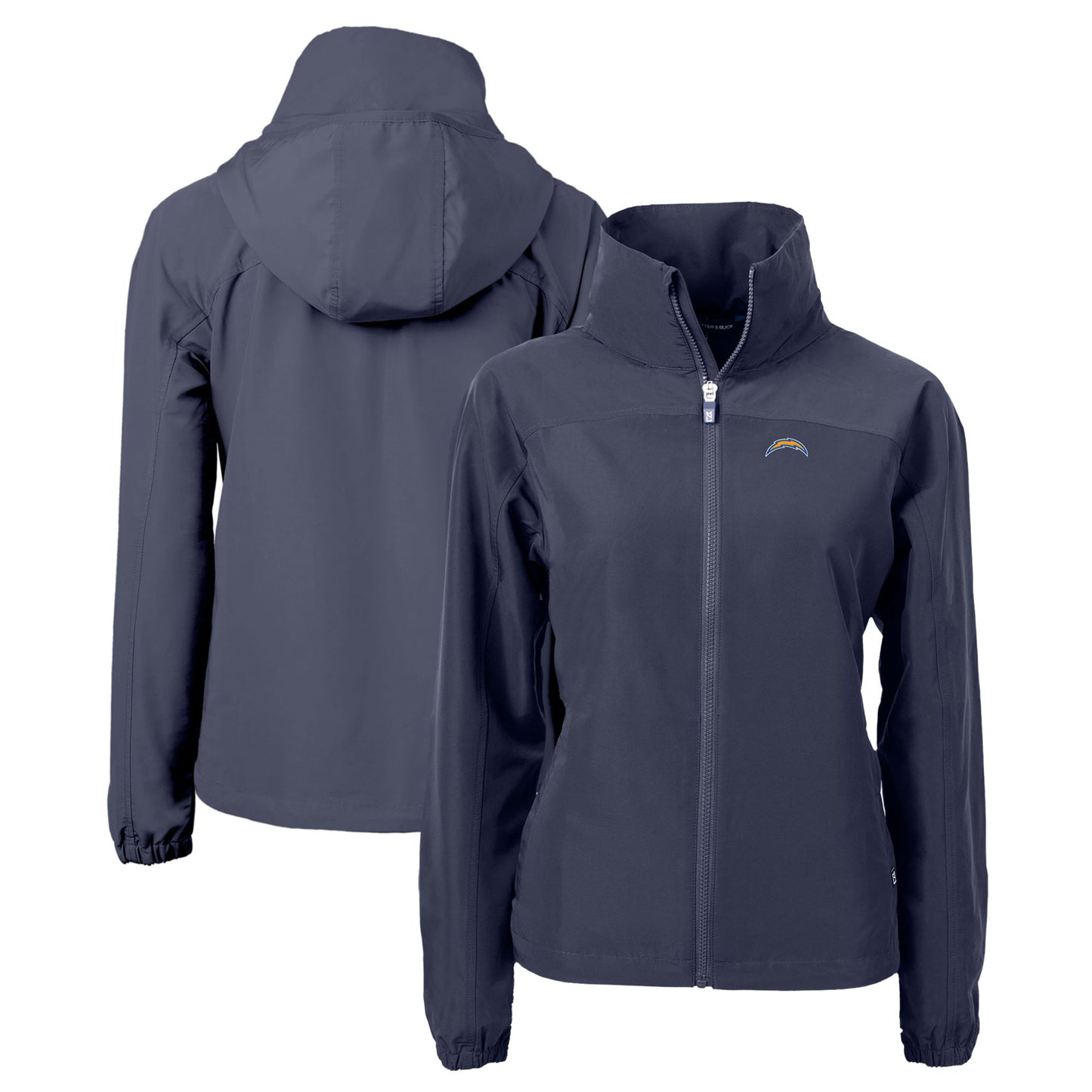 Women's Cutter & Buck Navy Los Angeles Chargers Charter Eco Recycled Full-Zip Jacket
