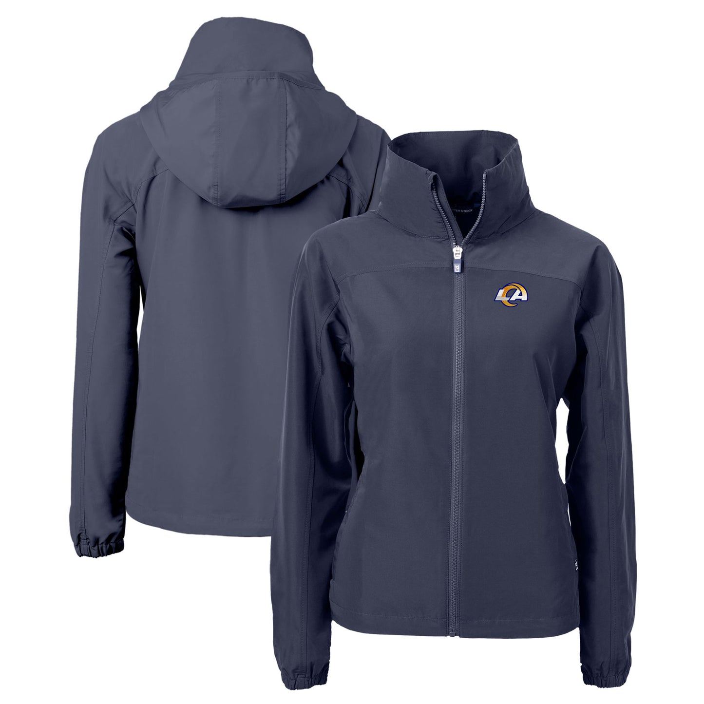 Women's Cutter & Buck Navy Los Angeles Rams Charter Eco Recycled Full-Zip Jacket