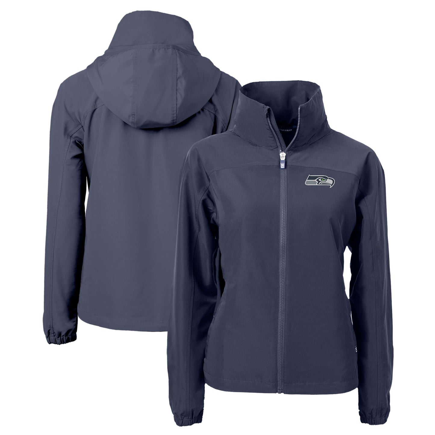 Women's Cutter & Buck Navy Seattle Seahawks Charter Eco Recycled Full-Zip Jacket