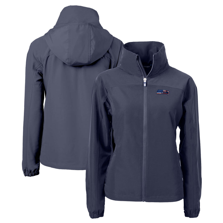 Women's Cutter & Buck Navy Seattle Seahawks Charter Eco Recycled Full-Zip Jacket