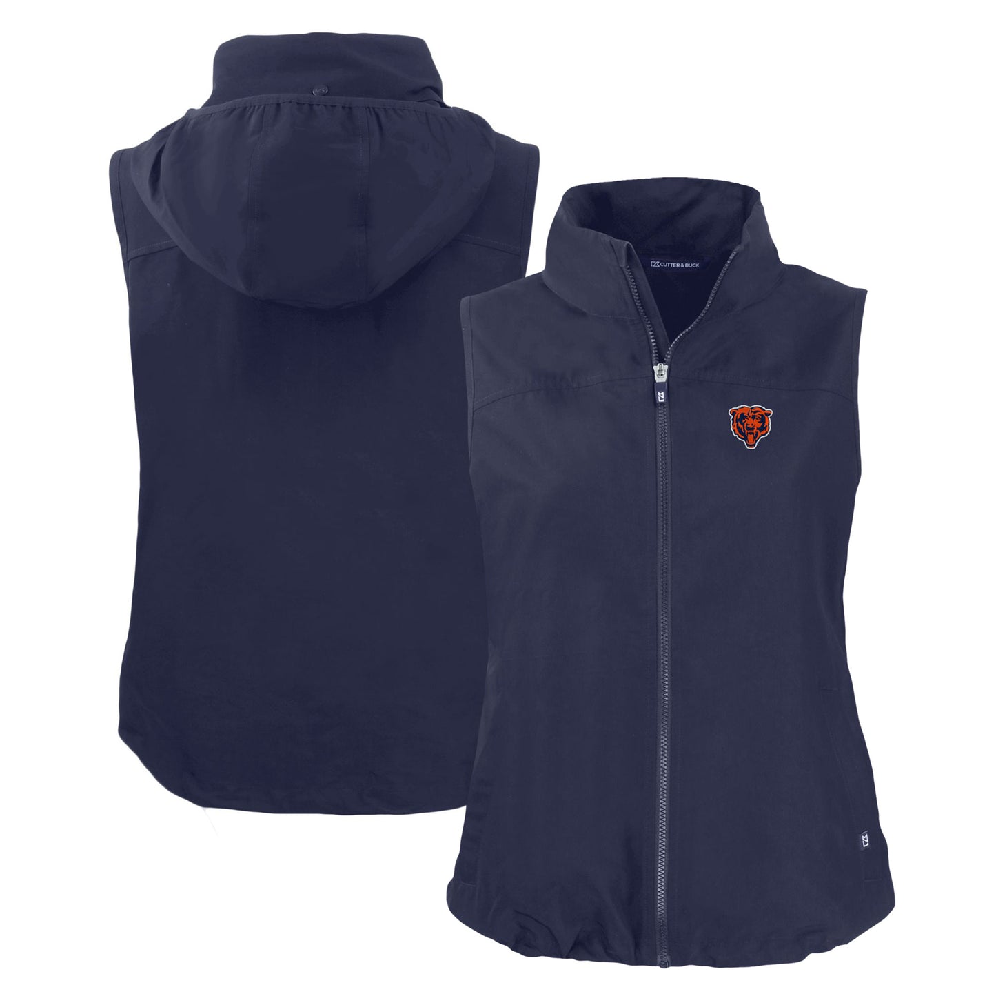Women's Cutter & Buck Navy Chicago Bears Throwback Charter Eco Full-Zip Vest