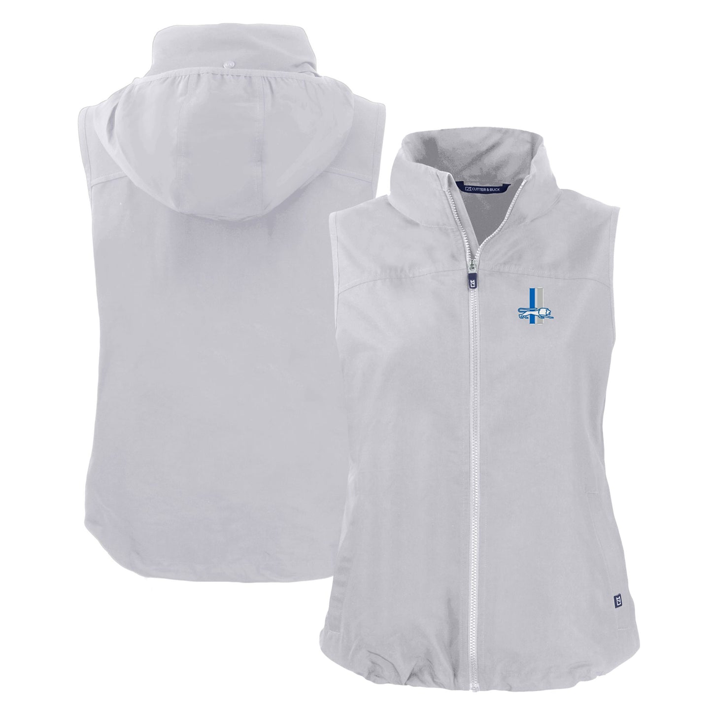 Women's Cutter & Buck Gray Detroit Lions Throwback Charter Eco Full-Zip Vest
