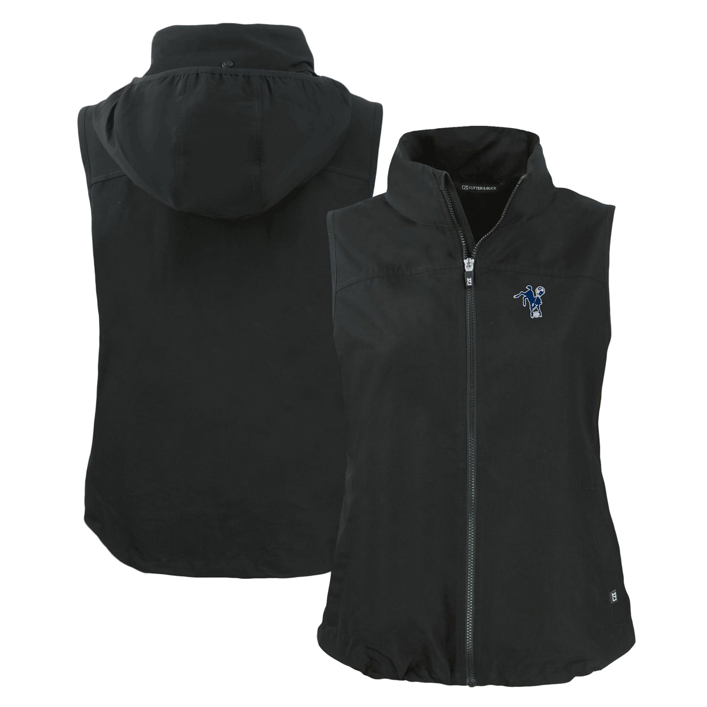 Women's Cutter & Buck Black Indianapolis Colts Throwback Charter Eco Full-Zip Vest
