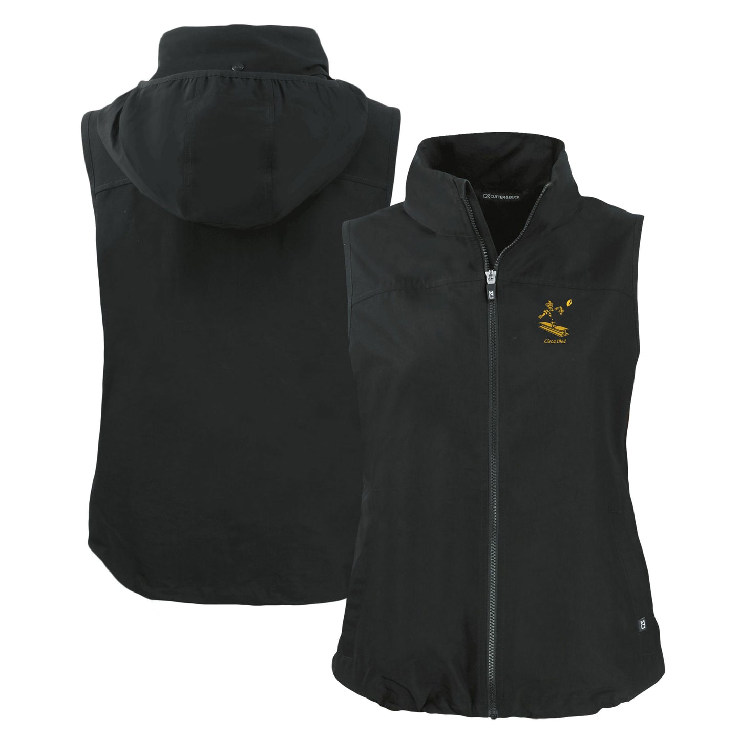 Women's Cutter & Buck Black Pittsburgh Steelers Throwback Charter Eco Full-Zip Vest