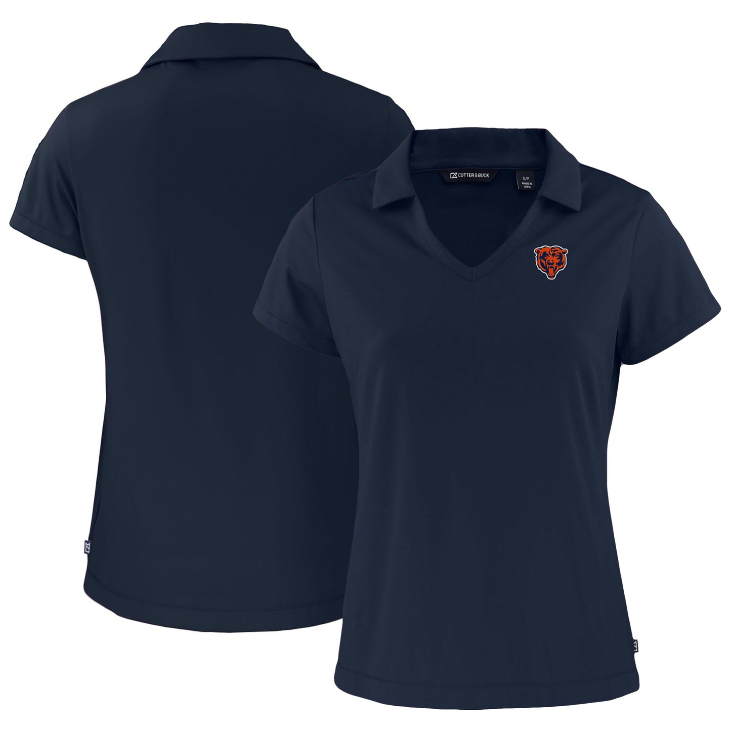 Women's Cutter & Buck Navy Chicago Bears Throwback Daybreak Eco Recycled V-Neck Polo