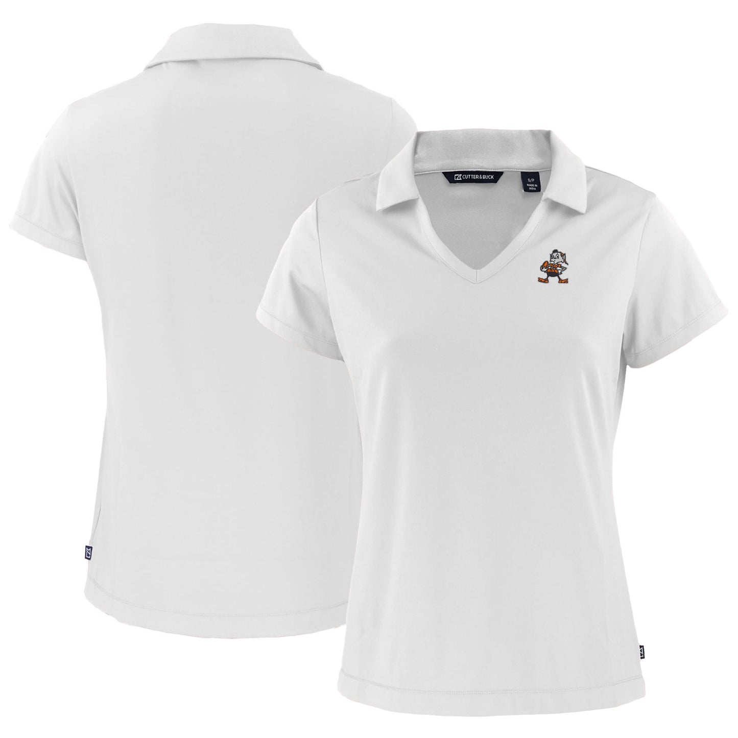 Women's Cutter & Buck White Cleveland Browns Throwback Daybreak Eco Recycled V-Neck Polo