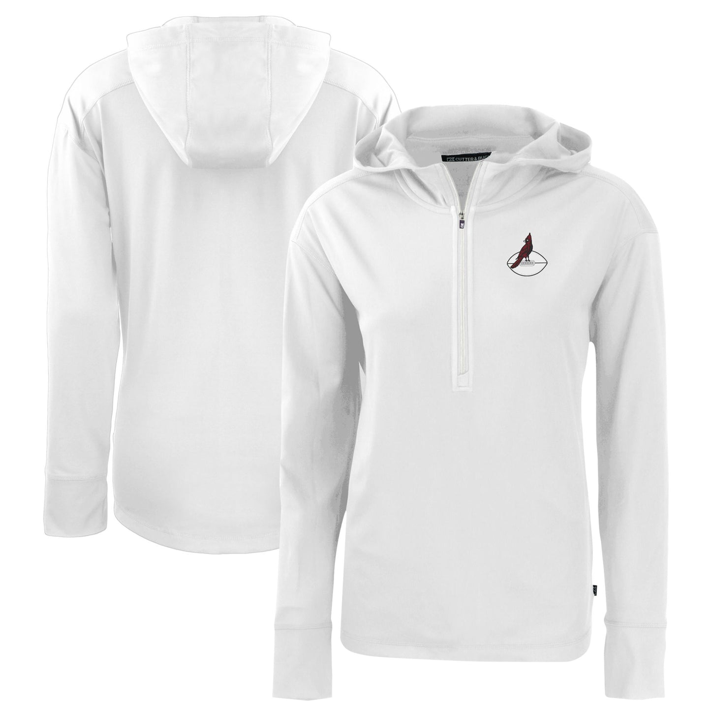 Women's Cutter & Buck White Arizona Cardinals Throwback Daybreak Eco Recycled Half-Zip Hoodie