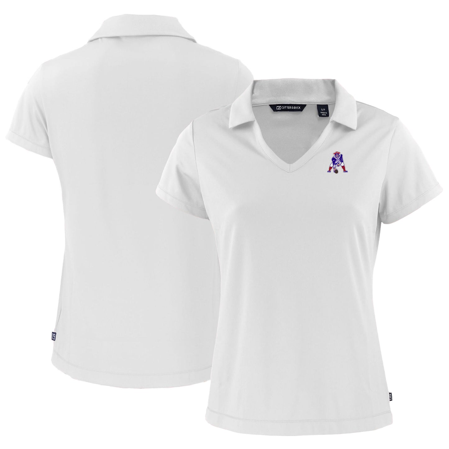 Women's Cutter & Buck White New England Patriots Throwback Daybreak Eco Recycled V-Neck Polo