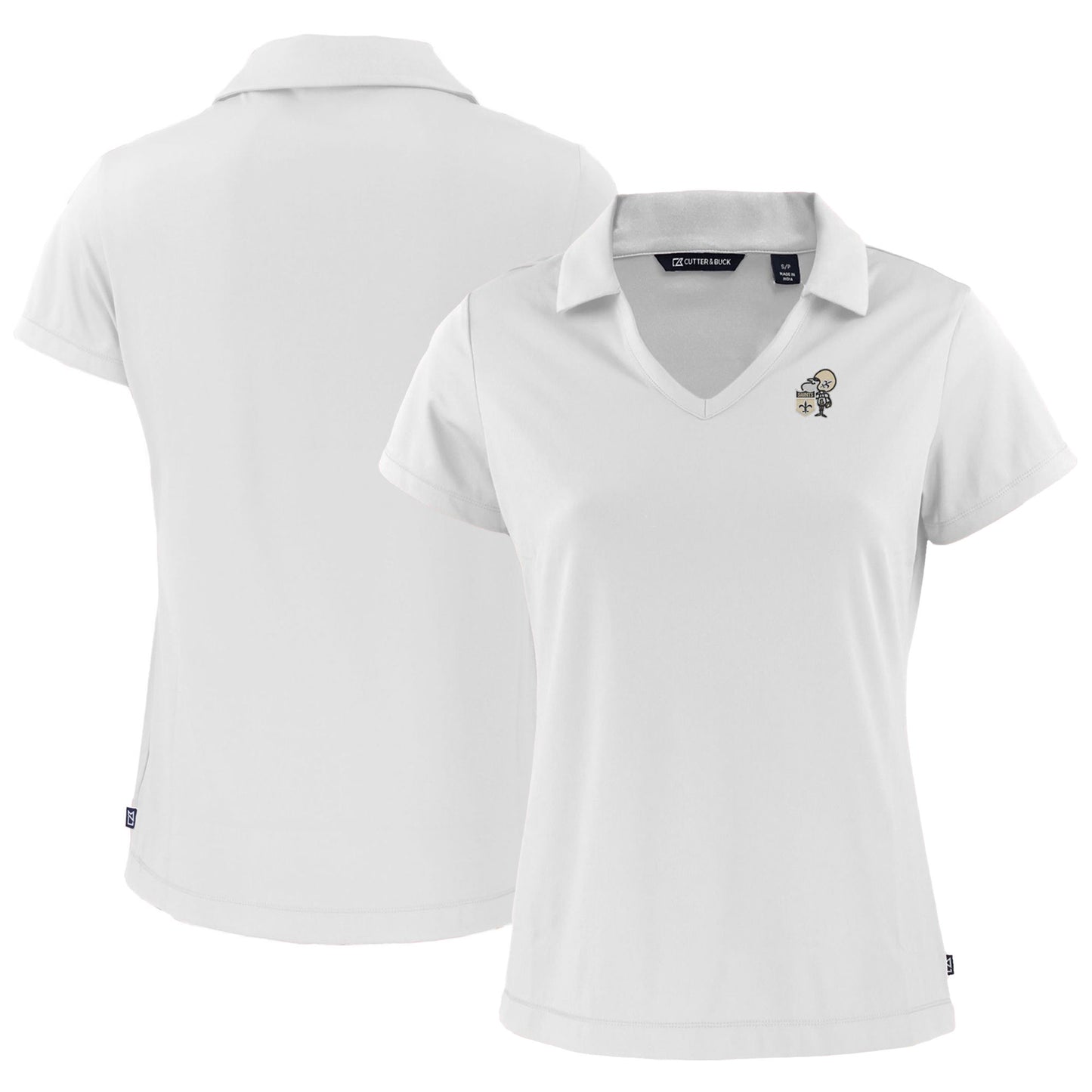 Women's Cutter & Buck White New Orleans Saints Throwback Daybreak Eco Recycled V-Neck Polo