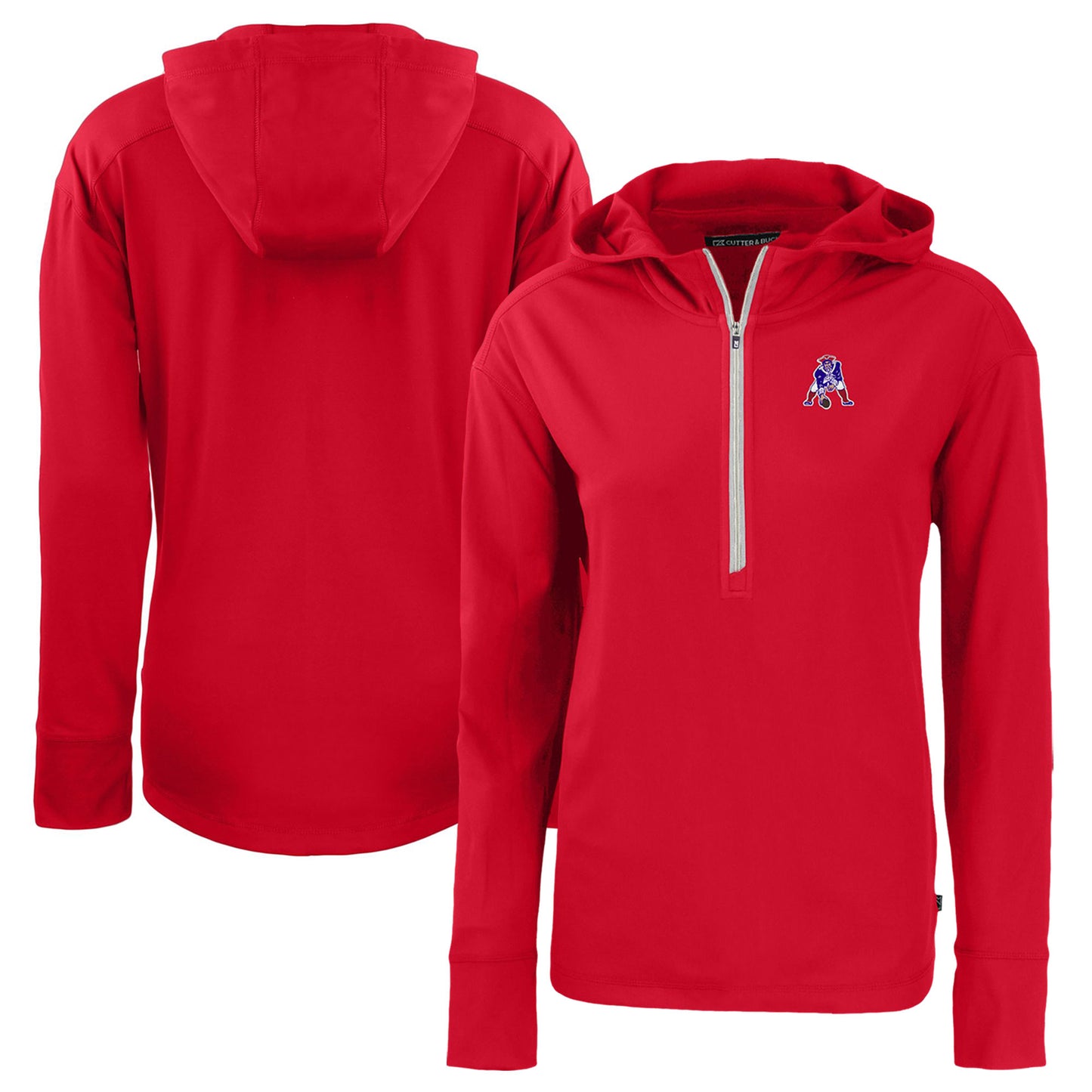 Women's Cutter & Buck Red New England Patriots Throwback Daybreak Eco Recycled Half-Zip Hoodie