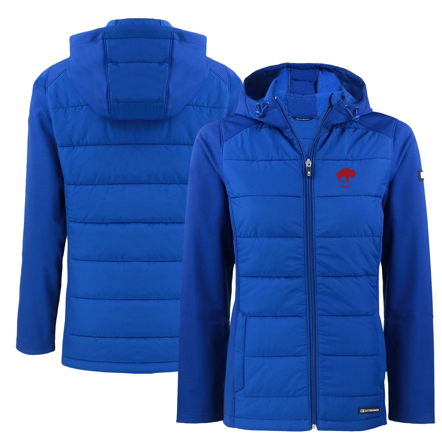 Women's Cutter & Buck Royal Buffalo Bills Throwback Evoke Hybrid Eco Softshell Recycled Full-Zip Hoodie Jacket
