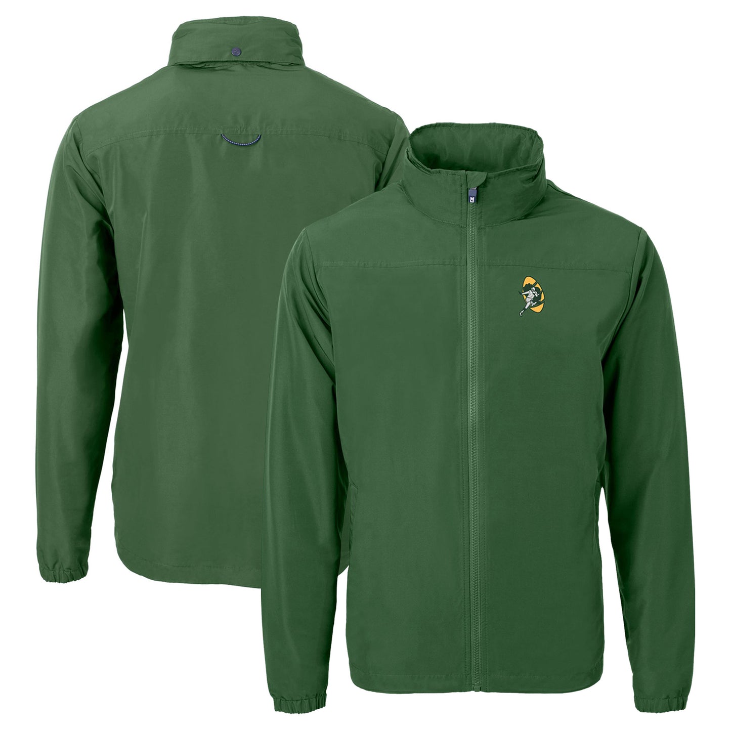Men's Cutter & Buck Green Green Bay Packers Throwback Charter Eco Recycled Full-Zip Jacket