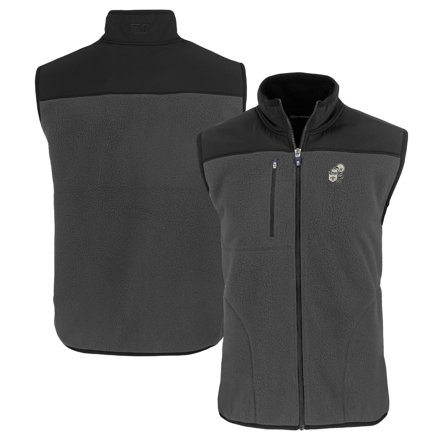Men's Cutter & Buck Gray New Orleans Saints Throwback Cascade Eco Sherpa Fleece Full-Zip Vest