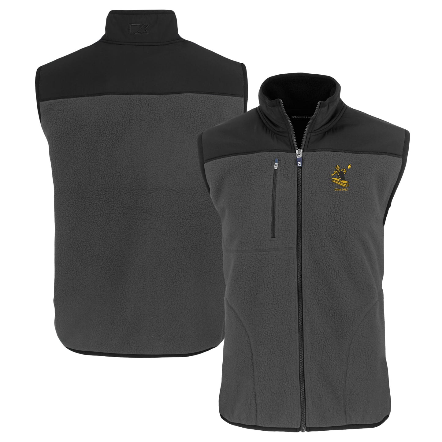 Men's Cutter & Buck Gray Pittsburgh Steelers Throwback Cascade Eco Sherpa Fleece Full-Zip Vest