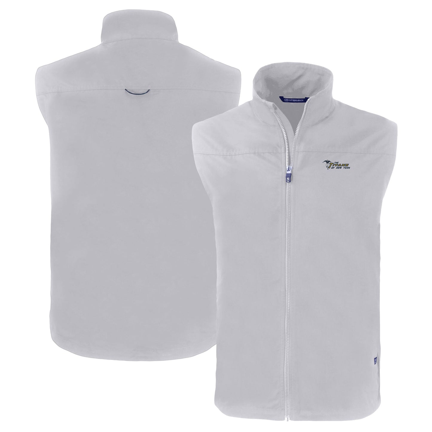 Men's Cutter & Buck Gray New York Jets Throwback Charter Eco Recycled Full-Zip Vest