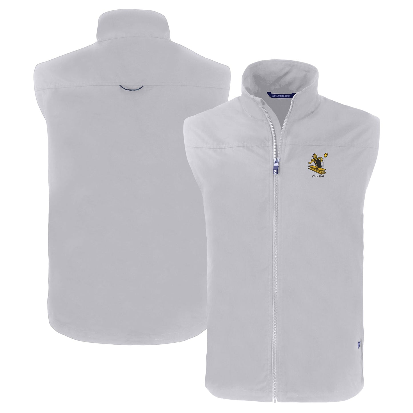 Men's Cutter & Buck Gray Pittsburgh Steelers Throwback Charter Eco Recycled Full-Zip Vest