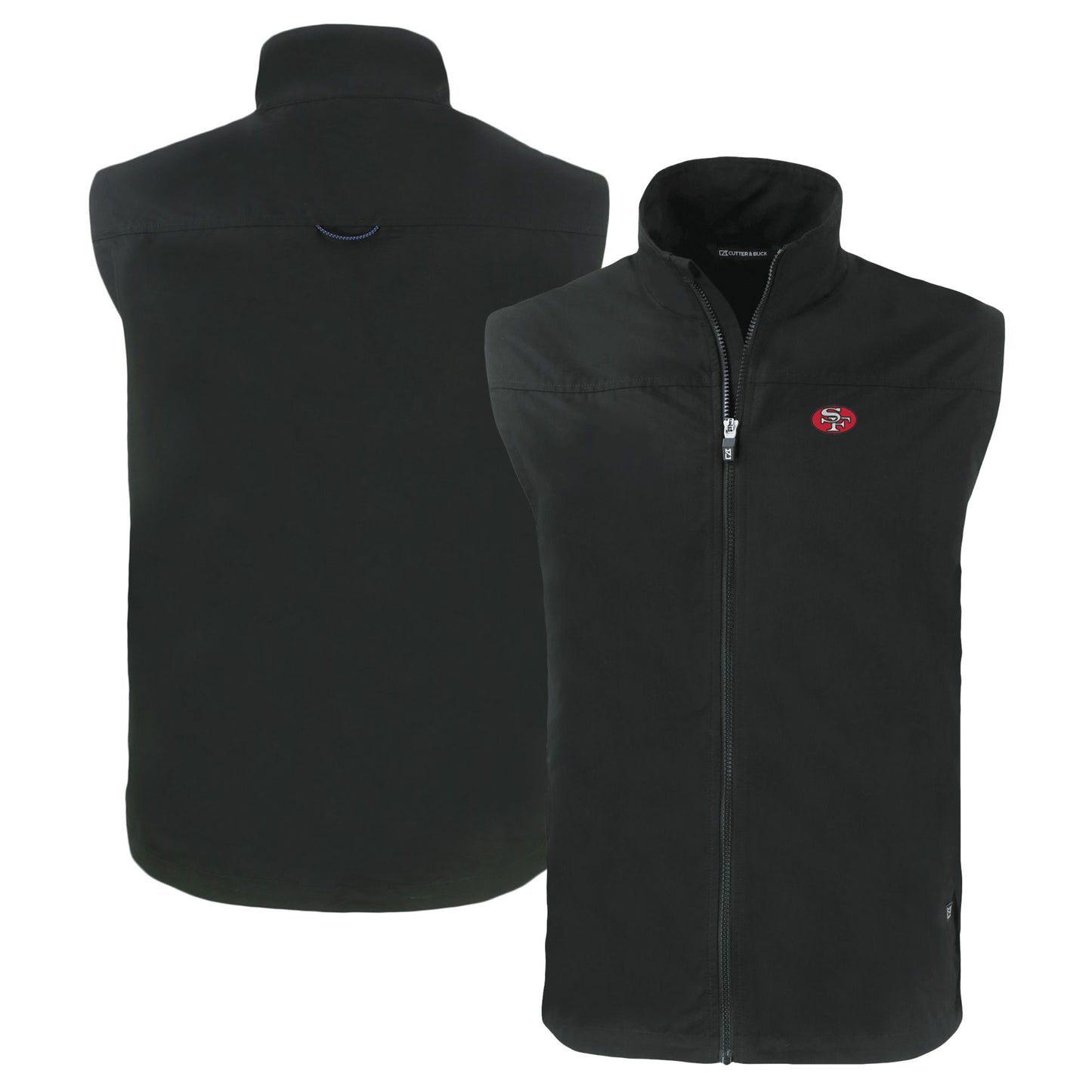 Men's Cutter & Buck Black San Francisco 49ers Throwback Charter Eco Recycled Full-Zip Vest