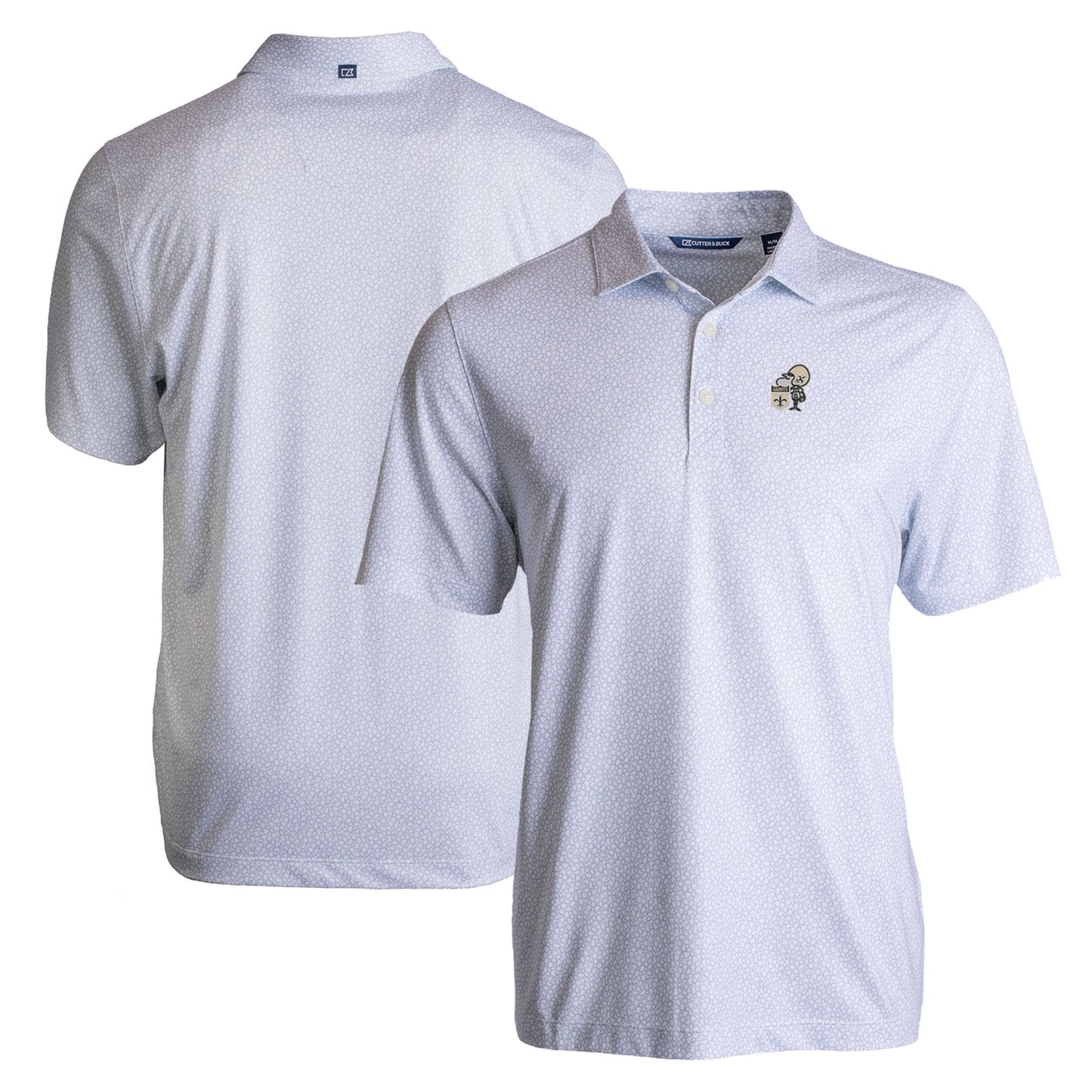 Men's Cutter & Buck White New Orleans Saints Throwback Pike Eco Pebble Print Stretch Recycled Polo