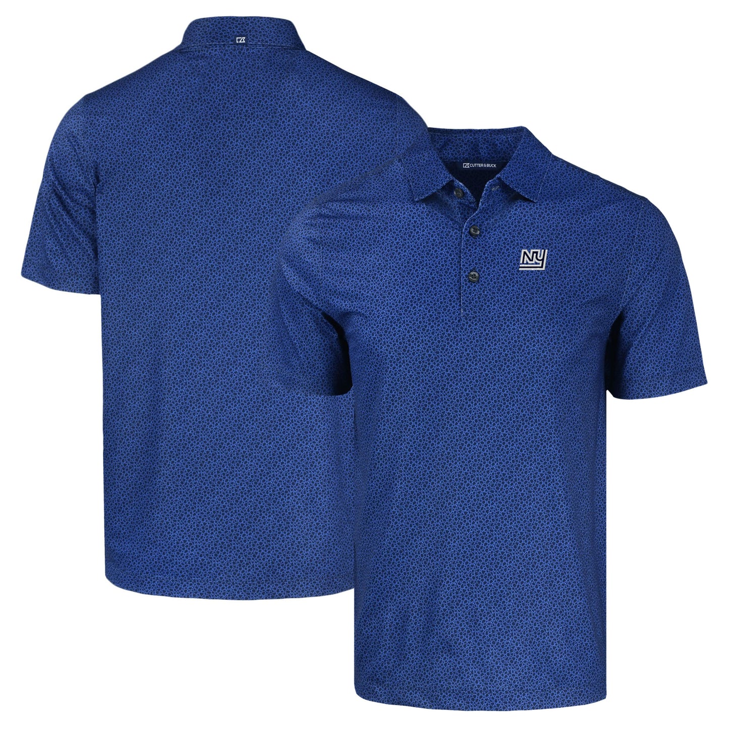 Men's Cutter & Buck Navy New York Giants Throwback Pike Eco Pebble Print Stretch Recycled Polo