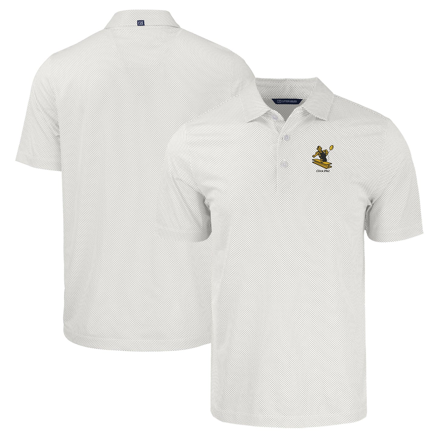 Men's Cutter & Buck White Pittsburgh Steelers Throwback Big & Tall Pike Eco Symmetry Print Stretch Recycled Polo