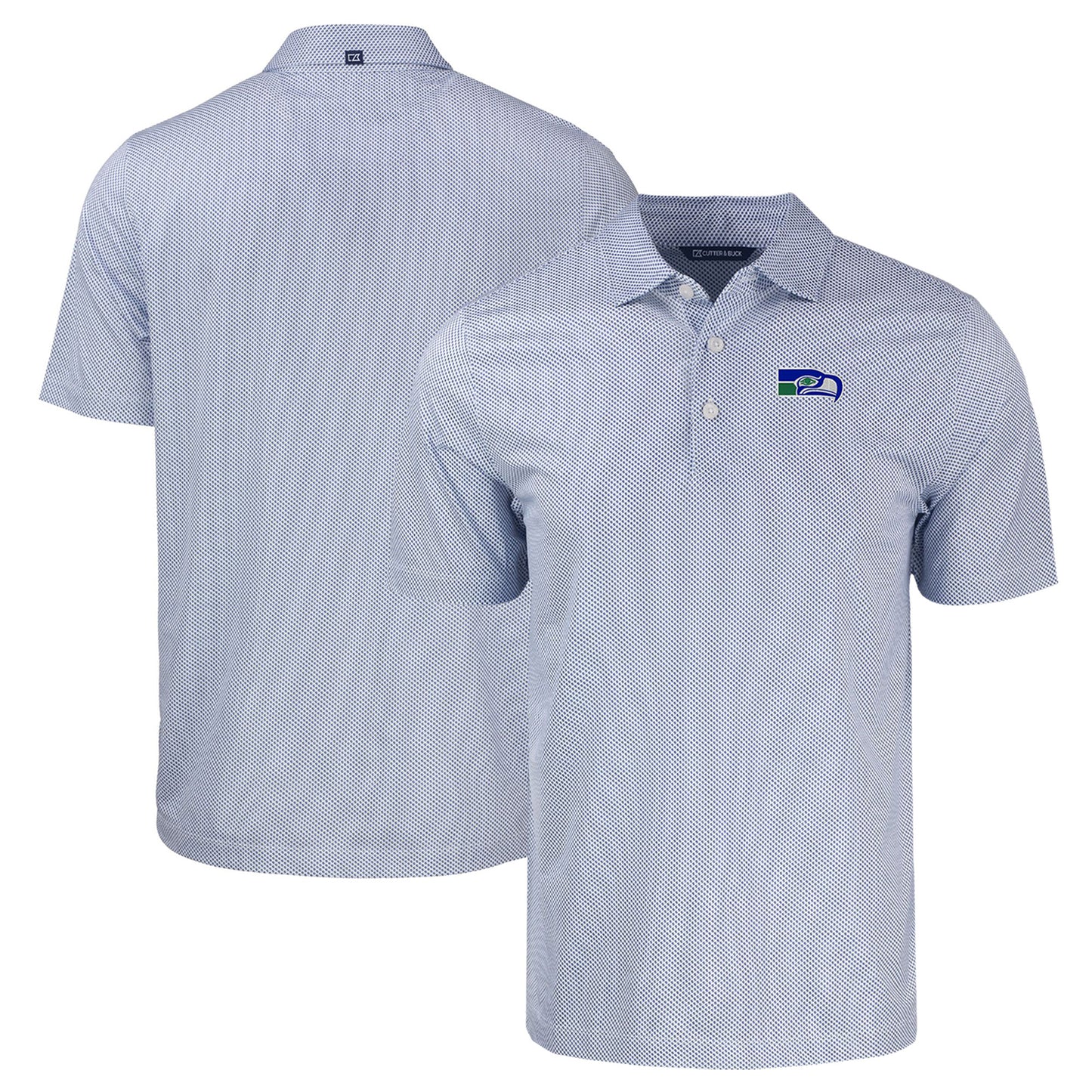 Men's Cutter & Buck Blue Seattle Seahawks Throwback Big & Tall Pike Eco Symmetry Print Stretch Recycled Polo