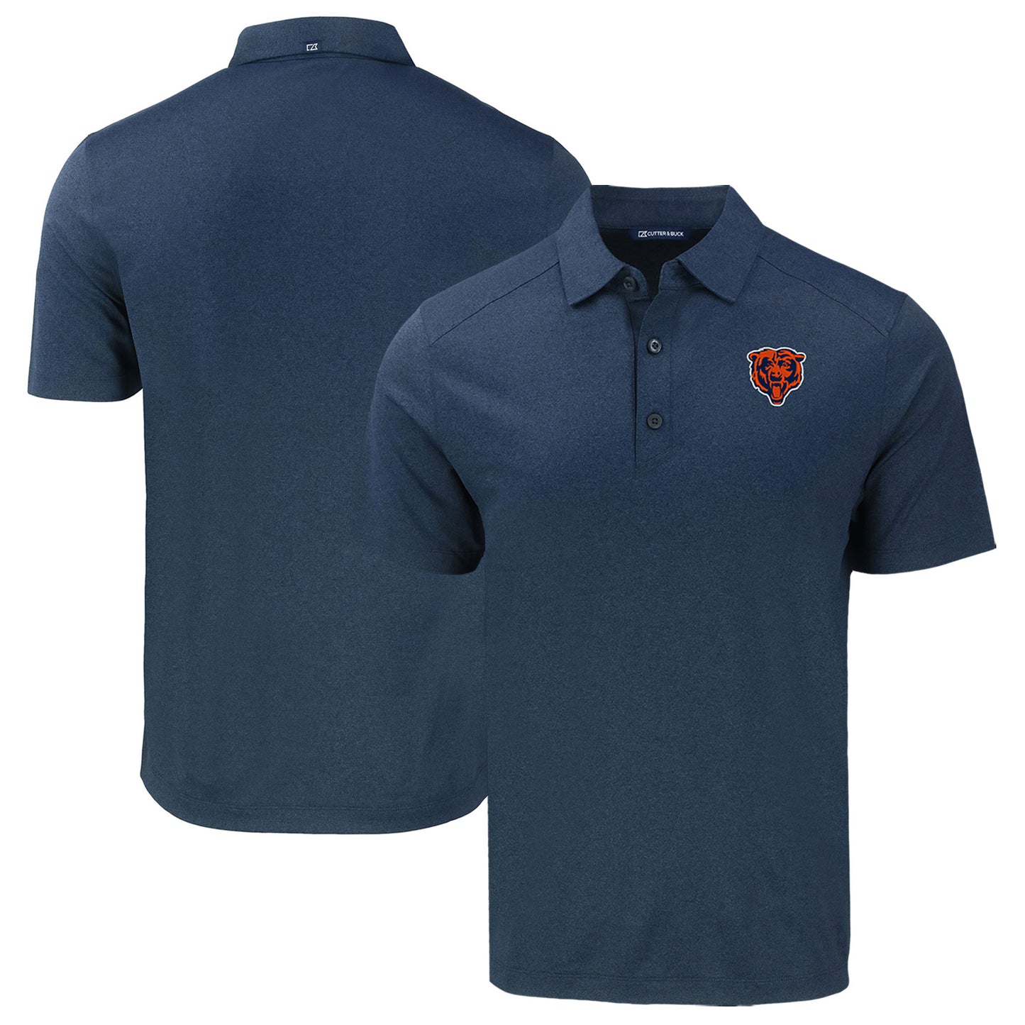 Men's Cutter & Buck Heather Navy Chicago Bears Throwback Forge Eco Stretch Recycled Polo