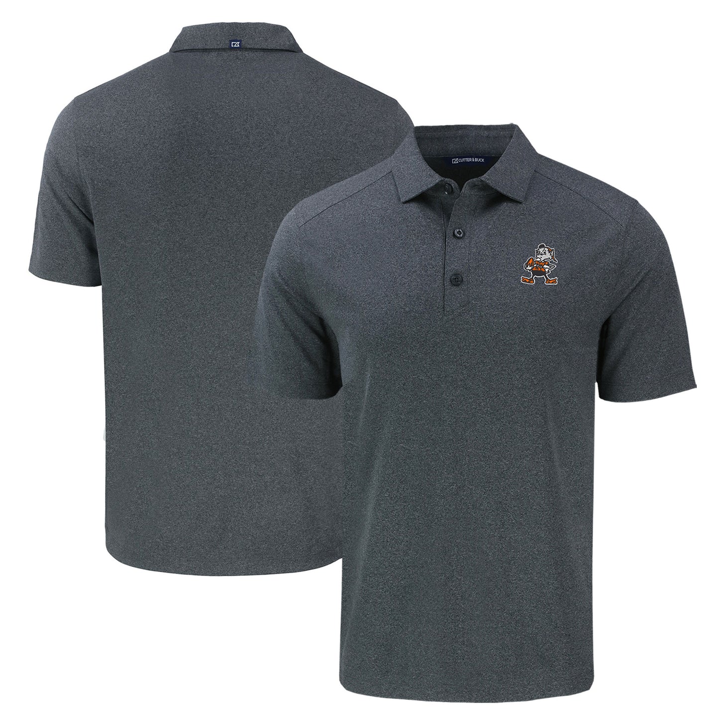 Men's Cutter & Buck Heather Black Cleveland Browns Throwback Forge Eco Stretch Recycled Polo