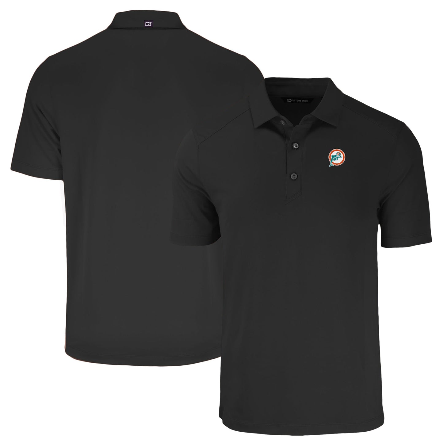Men's Cutter & Buck Black Miami Dolphins Throwback Forge Eco Stretch Recycled Polo