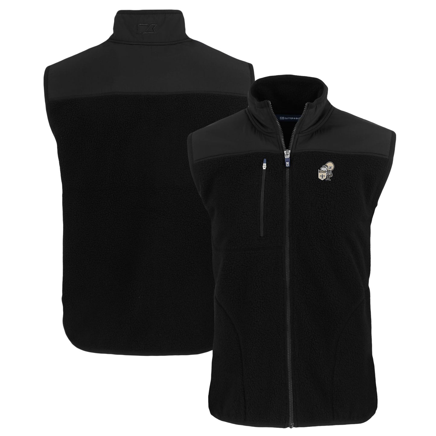 Men's Cutter & Buck Black New Orleans Saints Throwback Big & Tall Cascade Eco Sherpa Fleece Full-Zip Vest