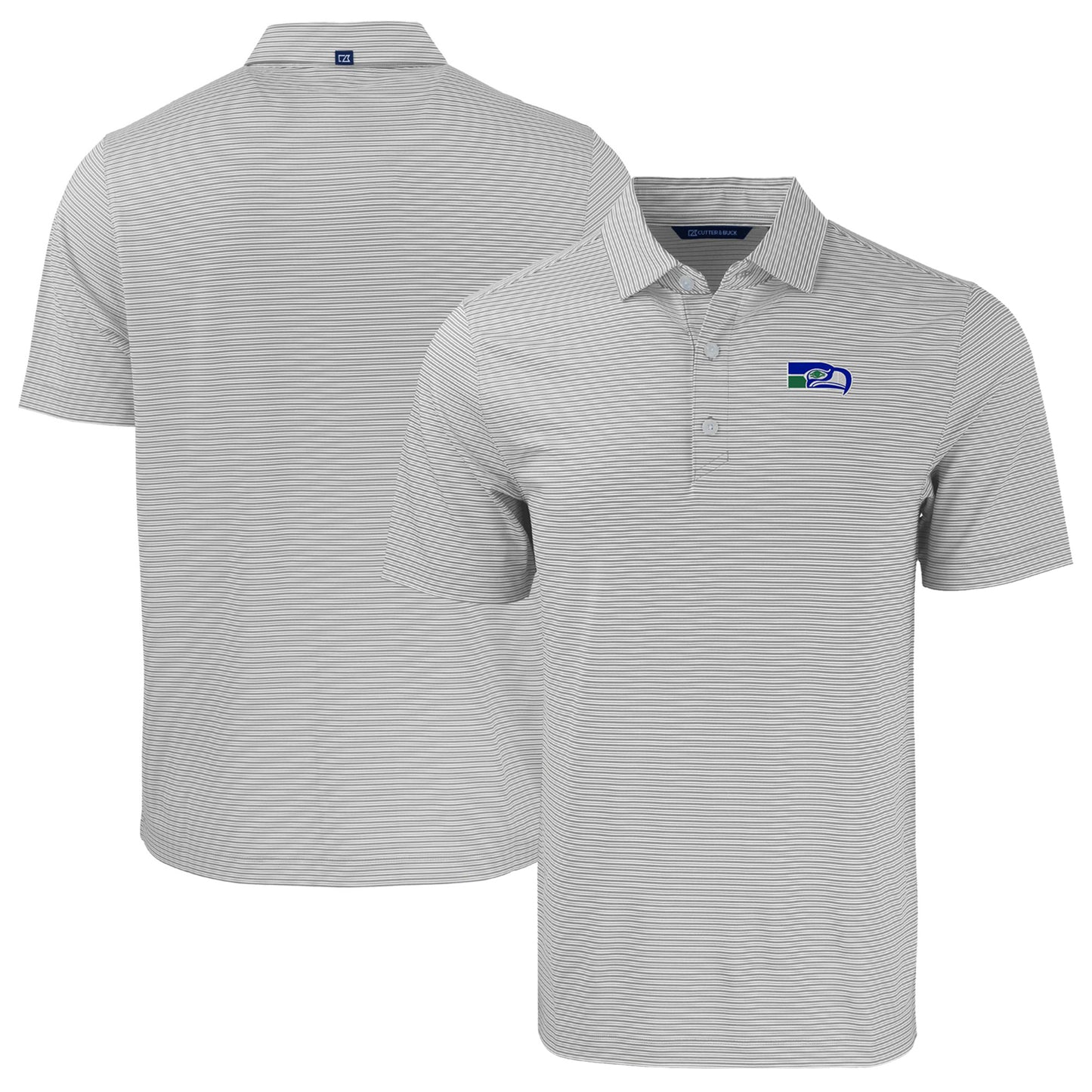 Men's Cutter & Buck Gray/White Seattle Seahawks Throwback Big & Tall Forge Eco Double Stripe Stretch Recycled Polo