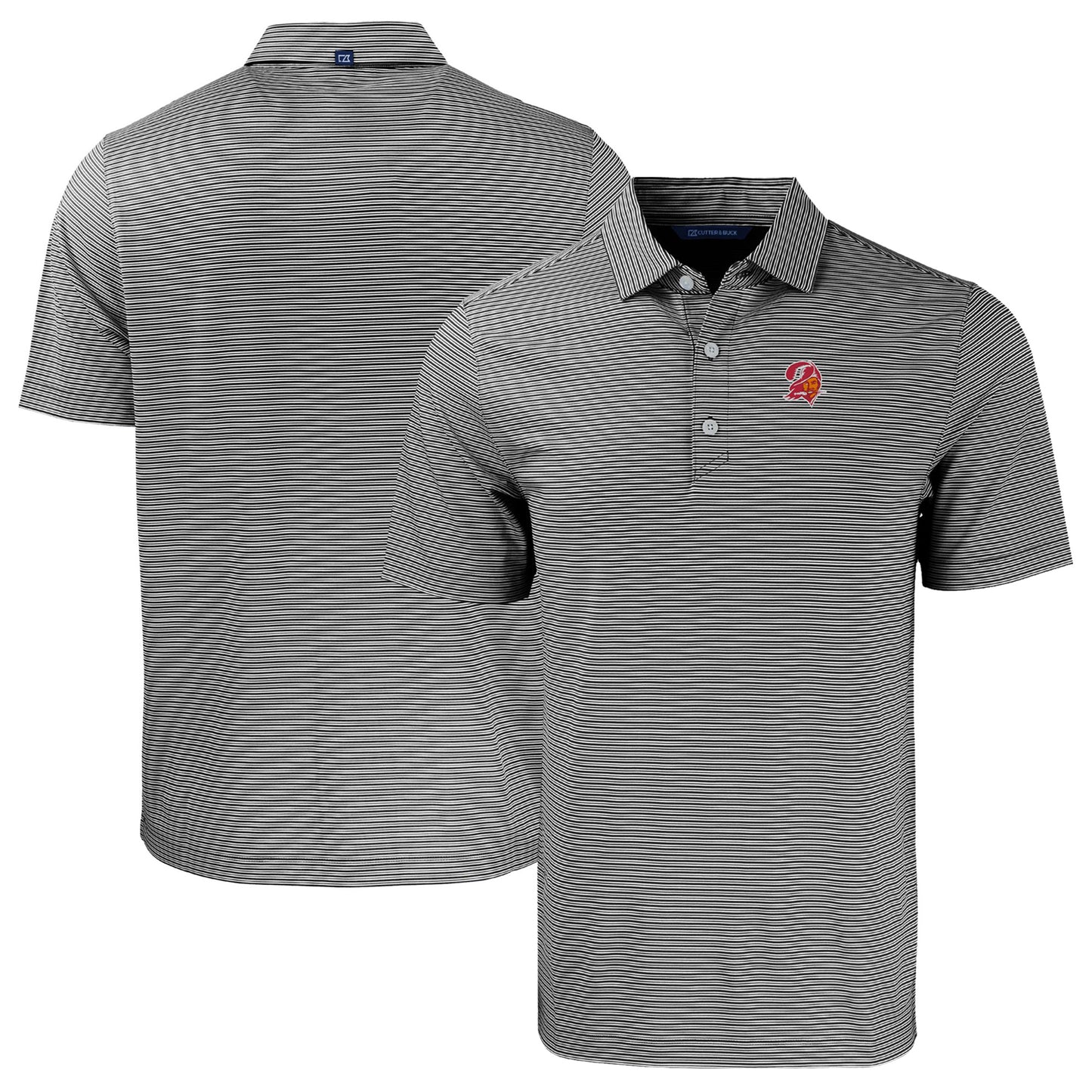 Men's Cutter & Buck Black/White Tampa Bay Buccaneers Throwback Big & Tall Forge Eco Double Stripe Stretch Recycled Polo