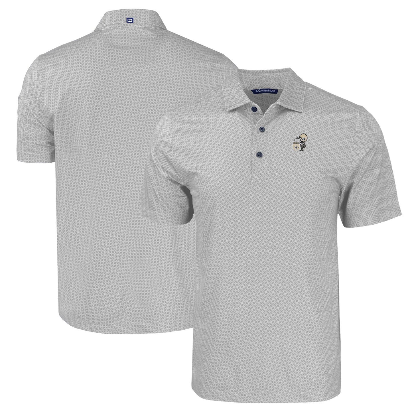 Men's Cutter & Buck Gray New Orleans Saints Throwback Big & Tall Pike Eco Tonal Geo Print Stretch Recycled Polo