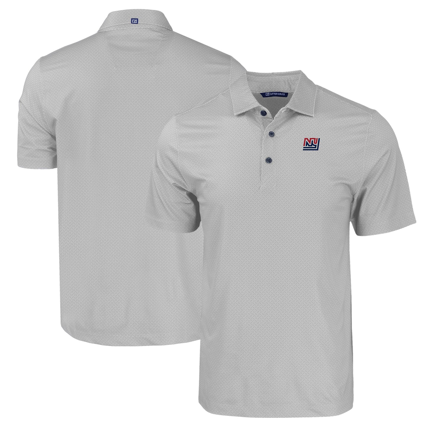 Men's Cutter & Buck Gray New York Giants Throwback Big & Tall Pike Eco Tonal Geo Print Stretch Recycled Polo