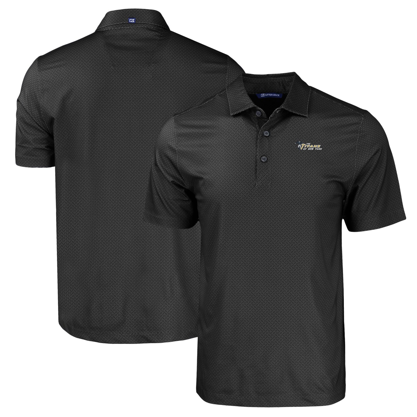 Men's Cutter & Buck Black New York Jets Throwback Big & Tall Pike Eco Tonal Geo Print Stretch Recycled Polo
