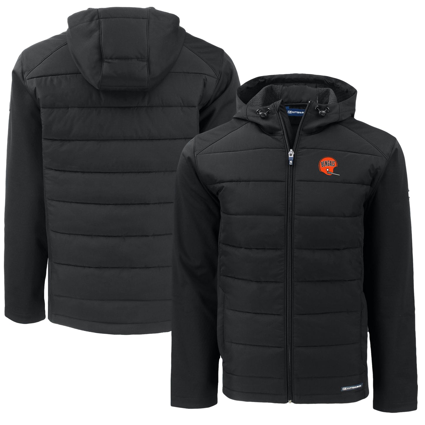 Men's Cutter & Buck Black Cincinnati Bengals Throwback Big & Tall Evoke Hybrid Eco Softshell Recycled Full-Zip Jacket