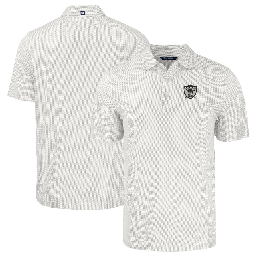 Men's Cutter & Buck White Las Vegas Raiders Throwback Big & Tall Pike Eco Symmetry Print Stretch Recycled Polo