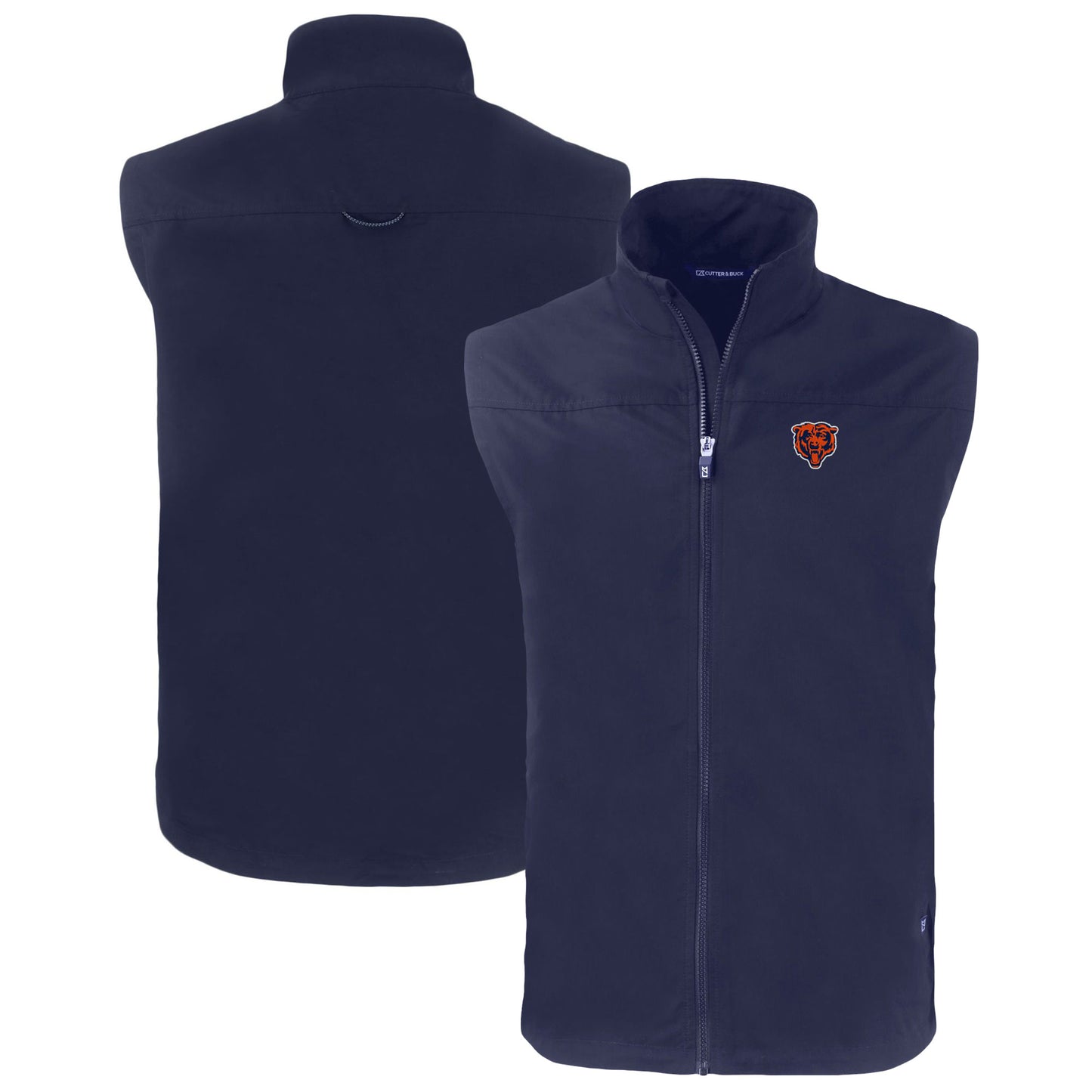 Men's Cutter & Buck Navy Chicago Bears Throwback Big & Tall Charter Eco Full-Zip Vest