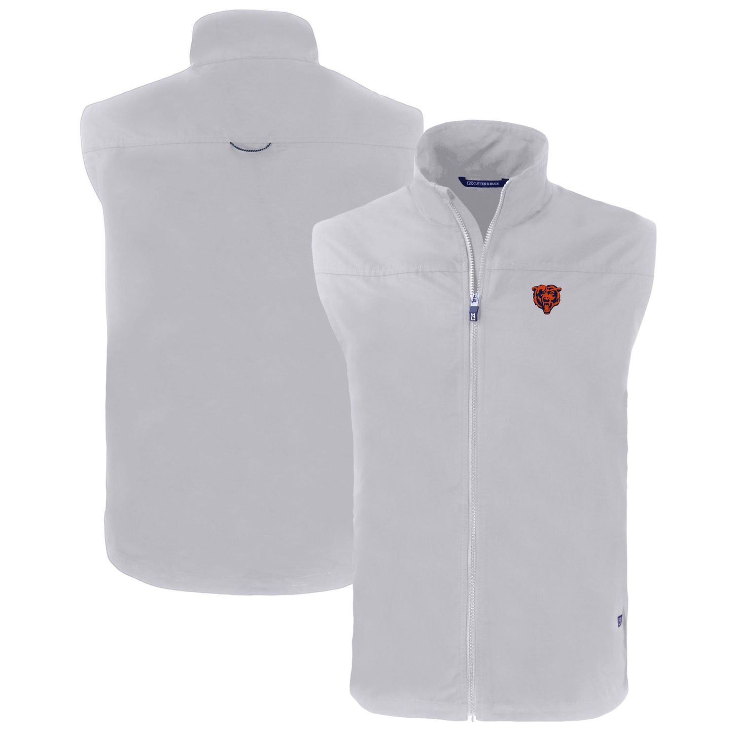 Men's Cutter & Buck Gray Chicago Bears Throwback Big & Tall Charter Eco Full-Zip Vest