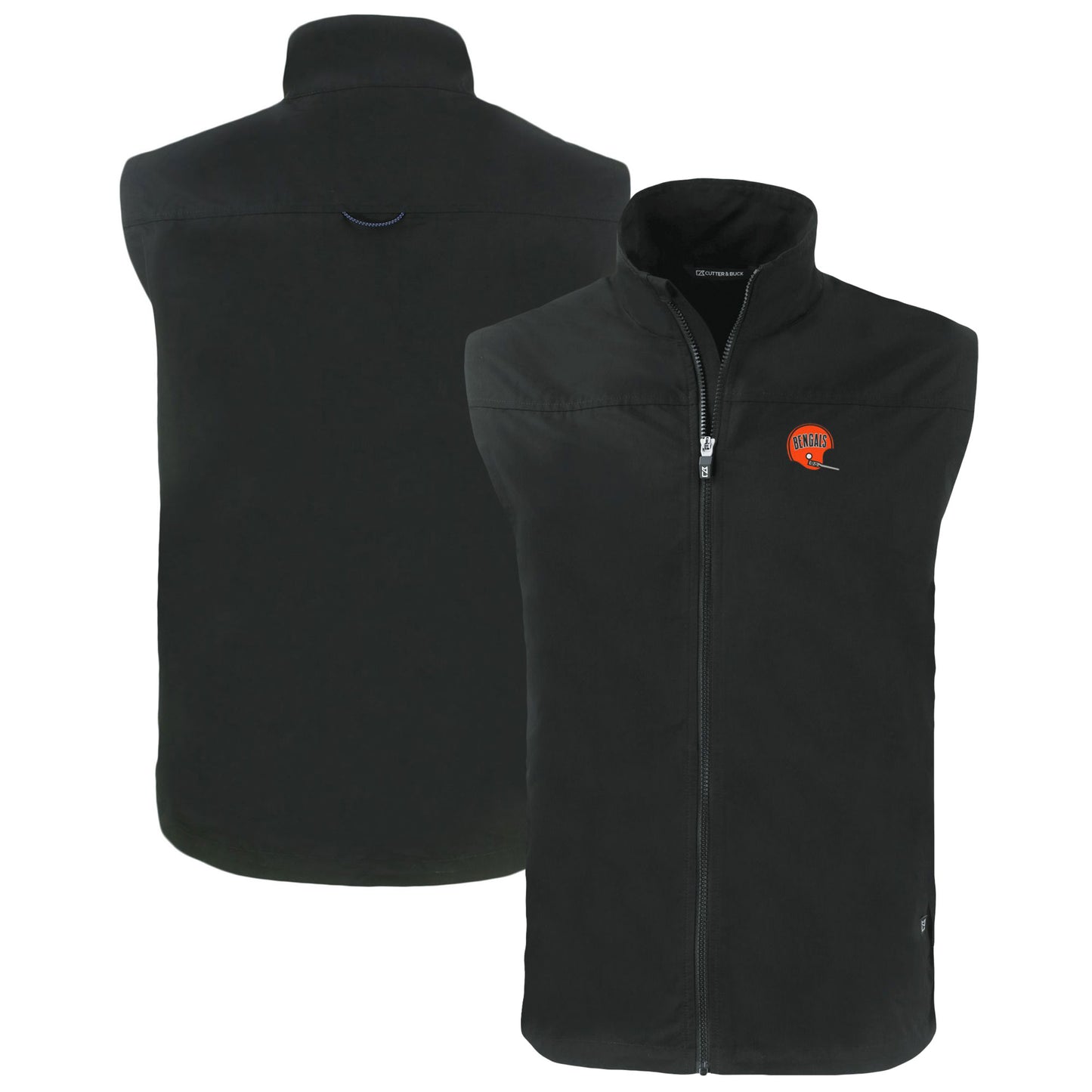 Men's Cutter & Buck Black Cincinnati Bengals Throwback Big & Tall Charter Eco Full-Zip Vest