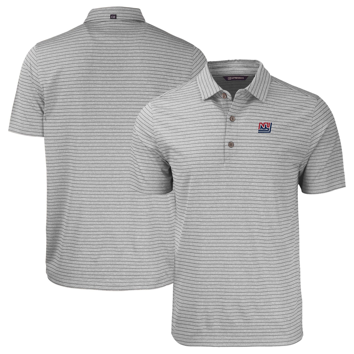 Men's Cutter & Buck Heather Gray New York Giants Throwback Big & Tall Forge Eco Heather Stripe Stretch Recycled Polo