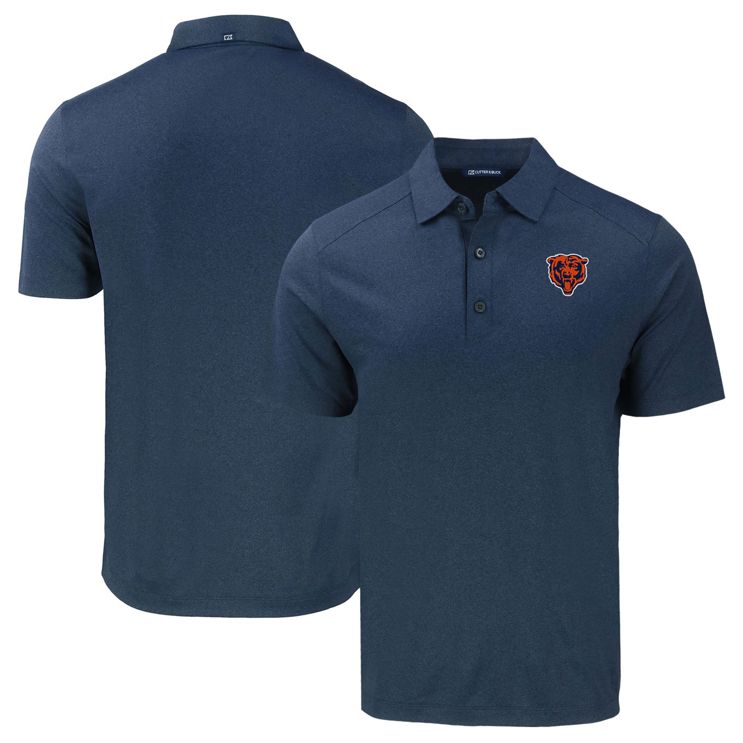 Men's Cutter & Buck Heather Navy Chicago Bears Throwback Big & Tall Forge Eco Stretch Recycled Polo